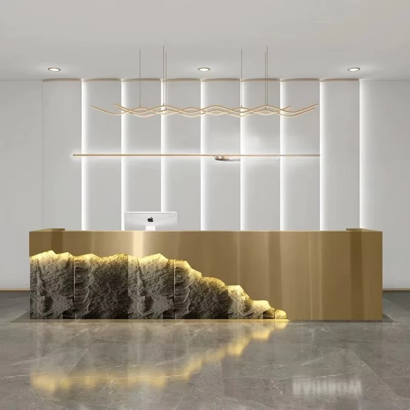 

Modern Minimalist Office Furniture Office Desks Beauty Salon Front Desk Reception Counter Luxury Commercial Reception Desk