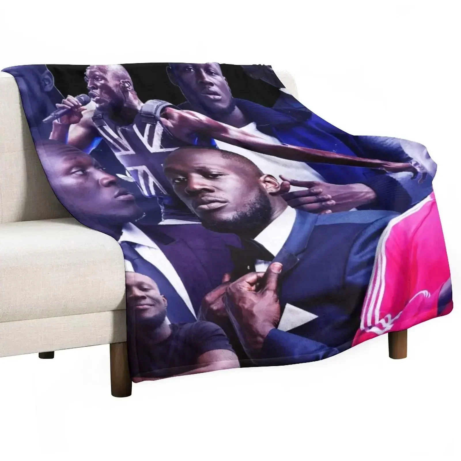 

Stormzy uk rapper collage poster design 2021 Throw Blanket Luxury Plush Heavy Stuffeds Blankets