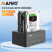 MAIWO Hard Drive hdd sata 2.5 3.5 Dual Bay Docking Station with Offline Clone Inch SATA HDD SSD, 3X USB 3.0 Hub Extension 48TB C