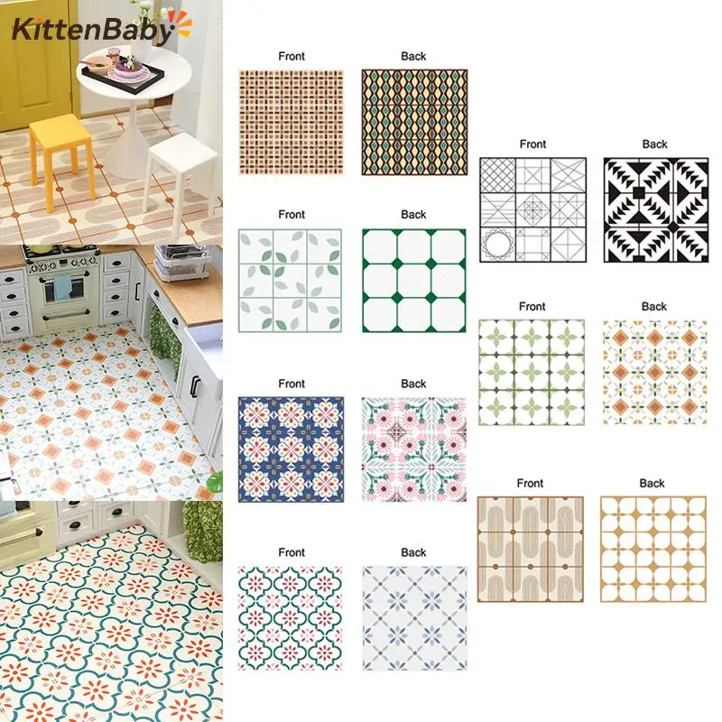 

1Pcs 1:12 Dollhouse Miniature Floor 15*15CM Wallpaper Flower Tiles Living Room Dining Room Bathroom Furniture Decor Toy