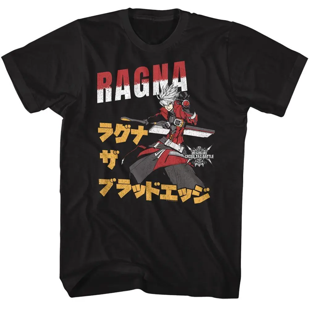 Blazblue Ragna Cross Tag Black Front Print Solid Adult T Shirt