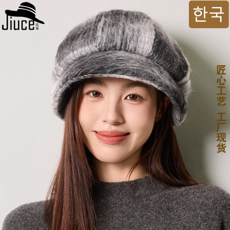 

Thickened Fisherman Hat women's Winter Gradient Color Temperament Octagonal Hat New Retro Style Warm Painter Hat Chapeu 4m709