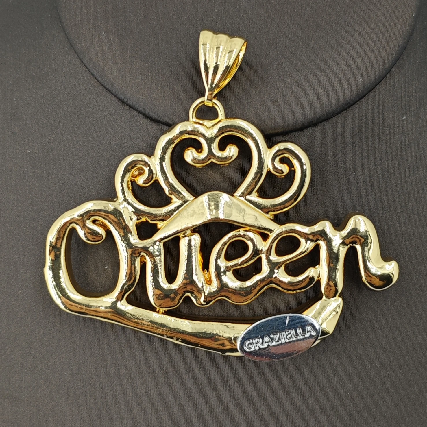 Fashionable Letter Crown Shape Huge Light Weight Jewelry Fabulous Textured Collar Necklace Pedants Jewellery For Wedding Party