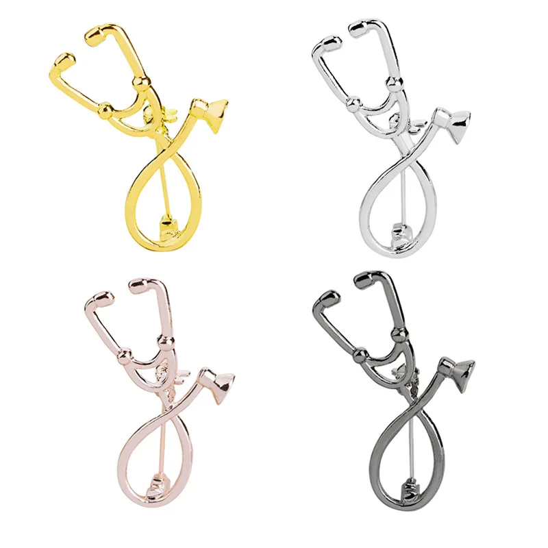 Broche fantaisie en forme de stéthoscope pour médecins et infirmières, épingles de broche médicales originales, bijoux en métal mignons pour hôpitaux
