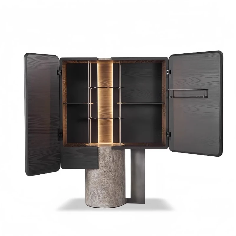 

Italian wine cabinet, natural marble art sense, villa mansion, high-end side cabinet