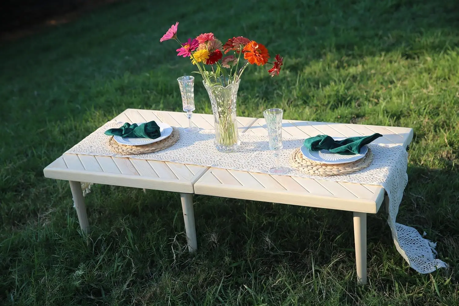 Table,22 * 44 Inch,Boho Low Picnic Table,Foldable Picnic Table Low Height,Mini Picnic Table,Picnic Table for Two,Camping Tables