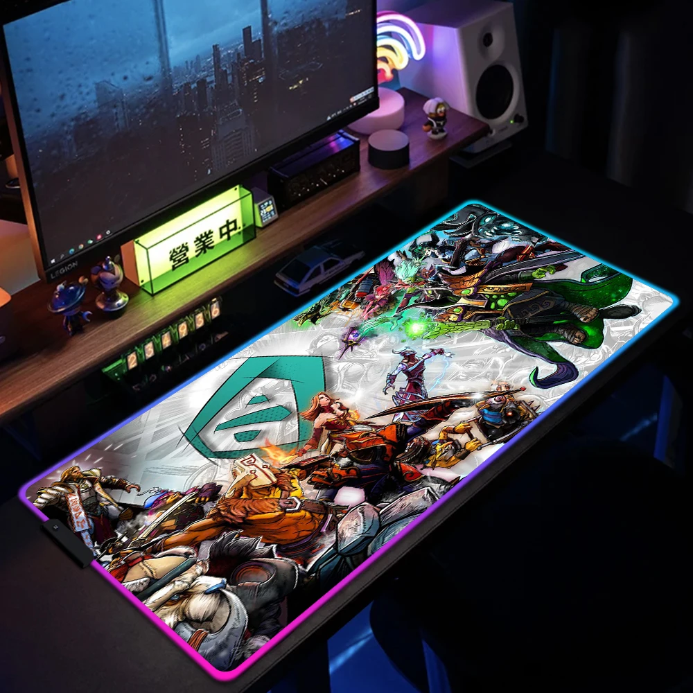 

Dota 2 LED Mousepad Gamer XXL Rubber HD Print Computer Laptop Luminous Desk Mat With Backlit Game Accessories Big RGB Mouse Pad