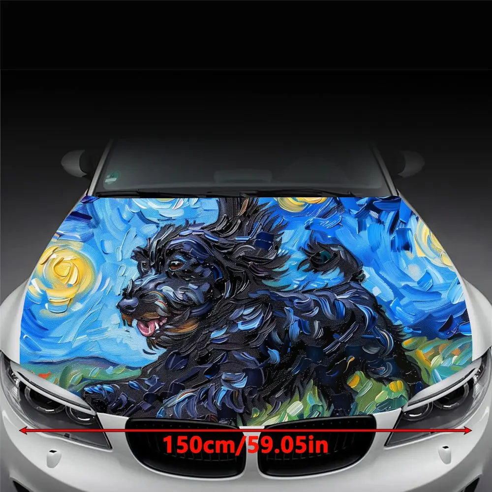 Black Cocker Spaniel Dog Print Car Hood Wrap Color Vinyl Sticker Truck Graphic Bonnet DIY Auto Accessories Decoration Decal Wrap