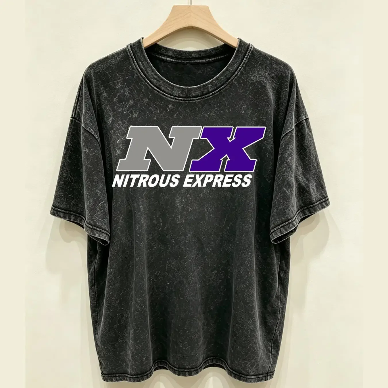 washed T Shirt NX Nitrous Express System Logo Men's Black Size S 5XL vintage Washed fashion Top For Everyday Wear Soft Slightly