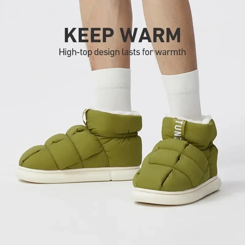 Fashion Couple Cotton Slippers Plush Snow Boots High Top Cotton Shoes for Women Winter Warm Home Shoes Outdoor Waterproof Boots