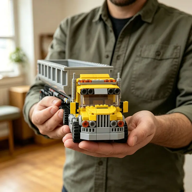 

Self-dumping semi-trailer truck MOC engineering vehicle small particle assembly building block educational toy gift set 520pcs