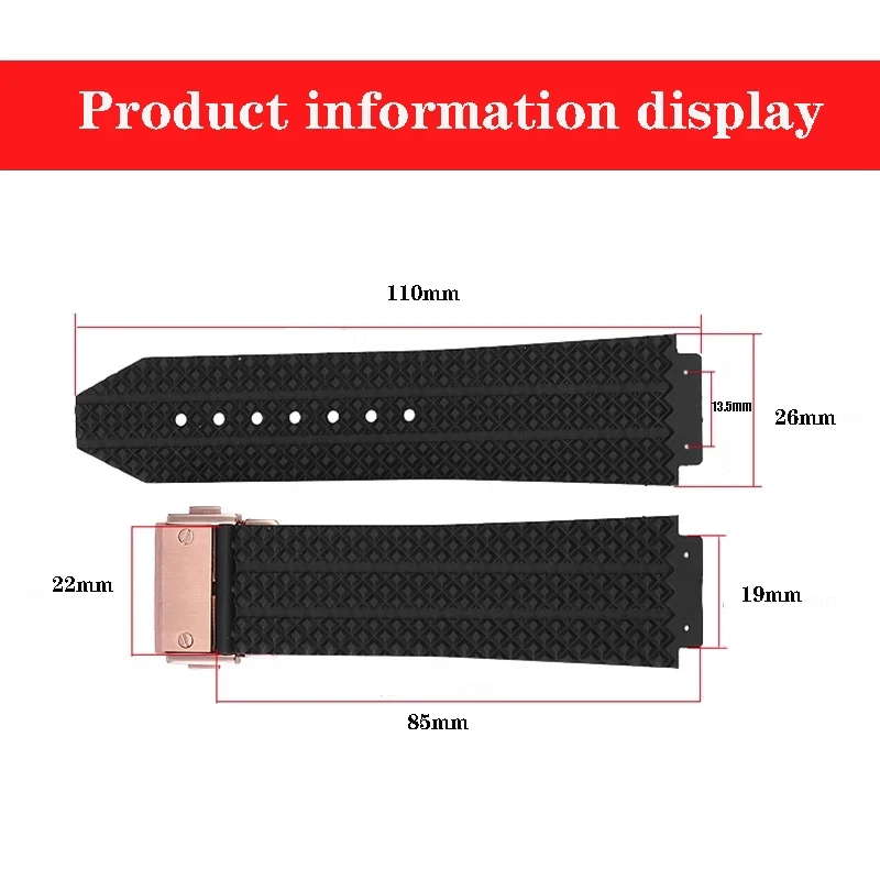 Silicone watch Band for HUBLOT Hengbao HB Yubo classic fusion big bang Waterproof Rubber watch band convex mouth 26 * 19mm