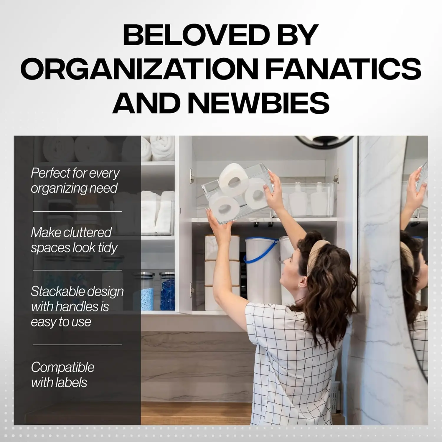 4 Caixas Plastico Transparente، Organizadores Multiuso para Armazenamento em Cozinha، Desensione، Escritoriy، Closet e Freezer #5