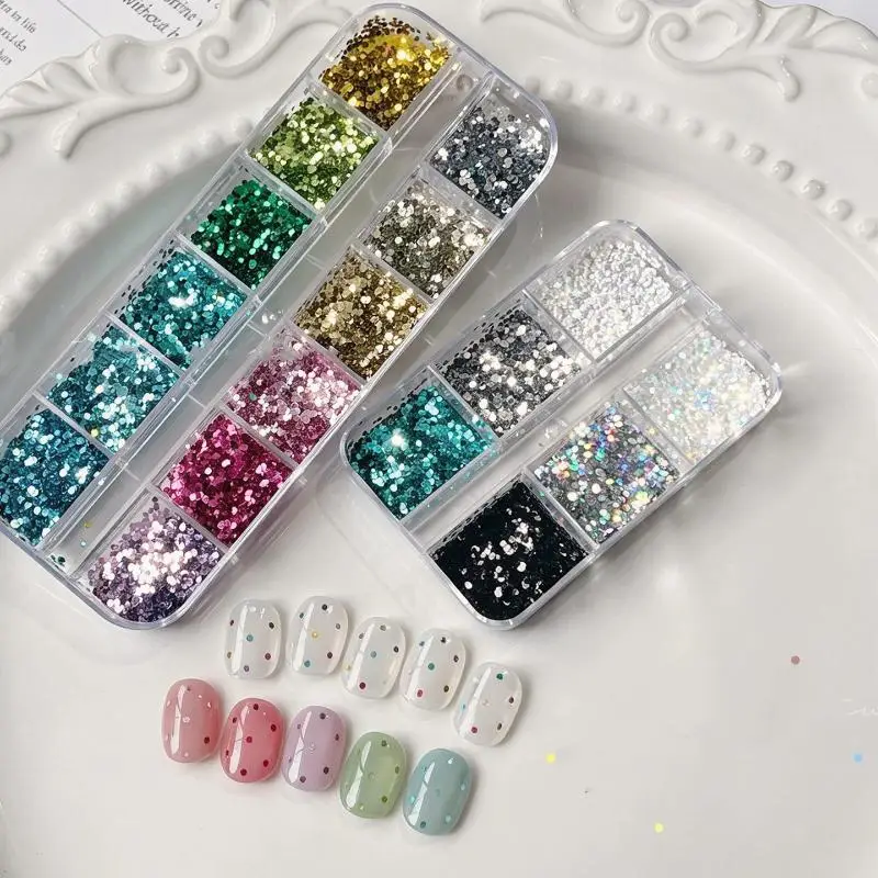 (BF06)1 Set Sparkly Irregular Nail Flakes 12 Grids Holographic Glitter Nail Art Sequins Mermaid Makeup Manicure Decorations view 5