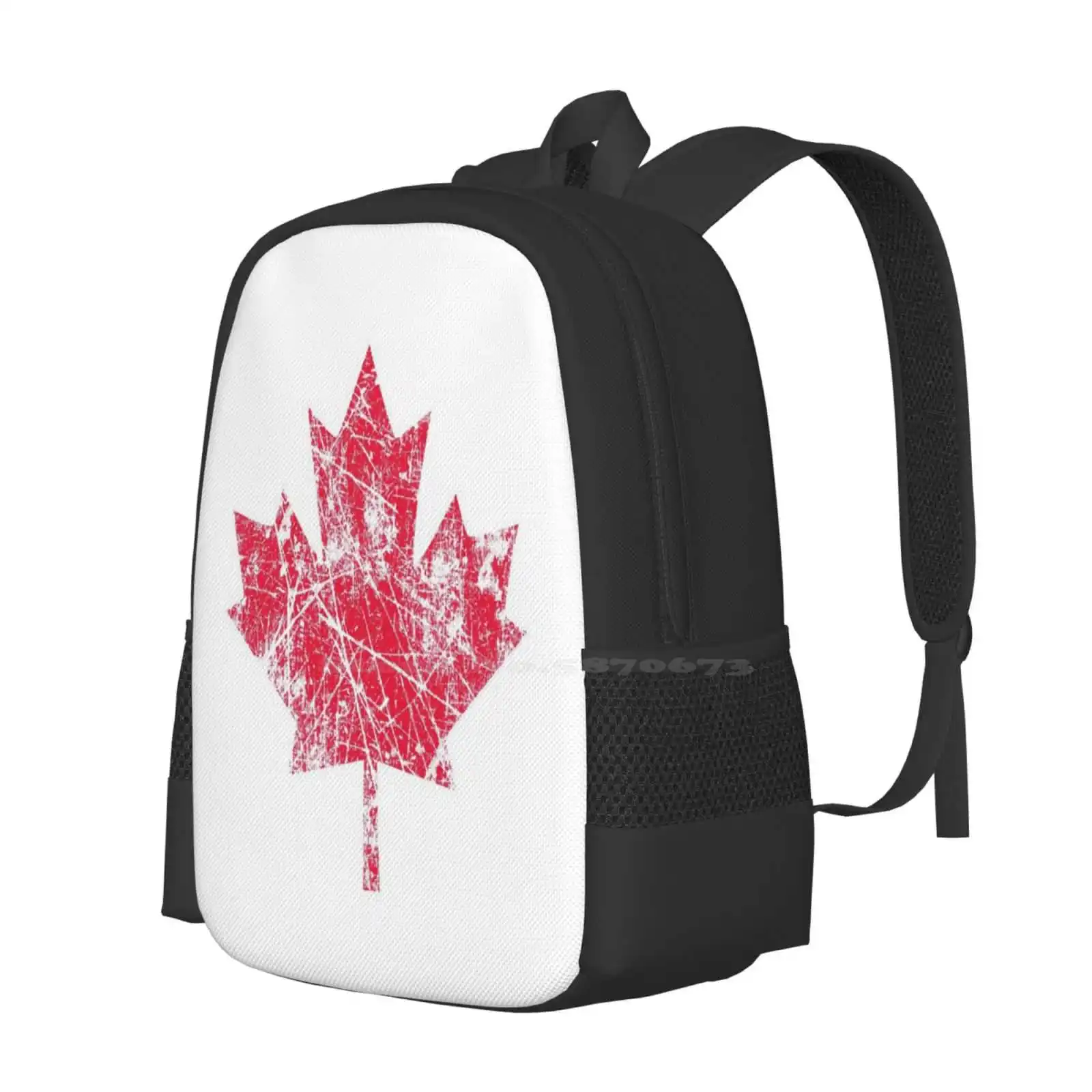 Canadian Maple Leaf Grunge Distressed Style In Red School Bags Travel Laptop Backpack Canadian Sports Toronto Vancouver Calgary