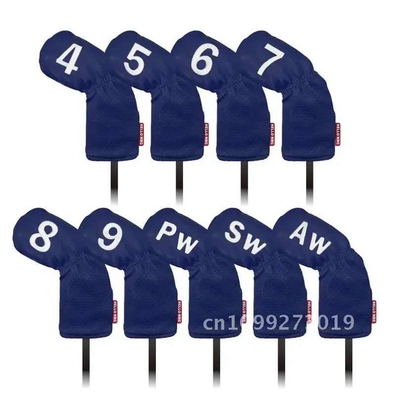 

Pack 9 Pcs Golf Club Cover Iron Club Sport 5 Colors Outdoor Club PU Leather Golf Headcover Perforated Cover Golf Unisex Supplies