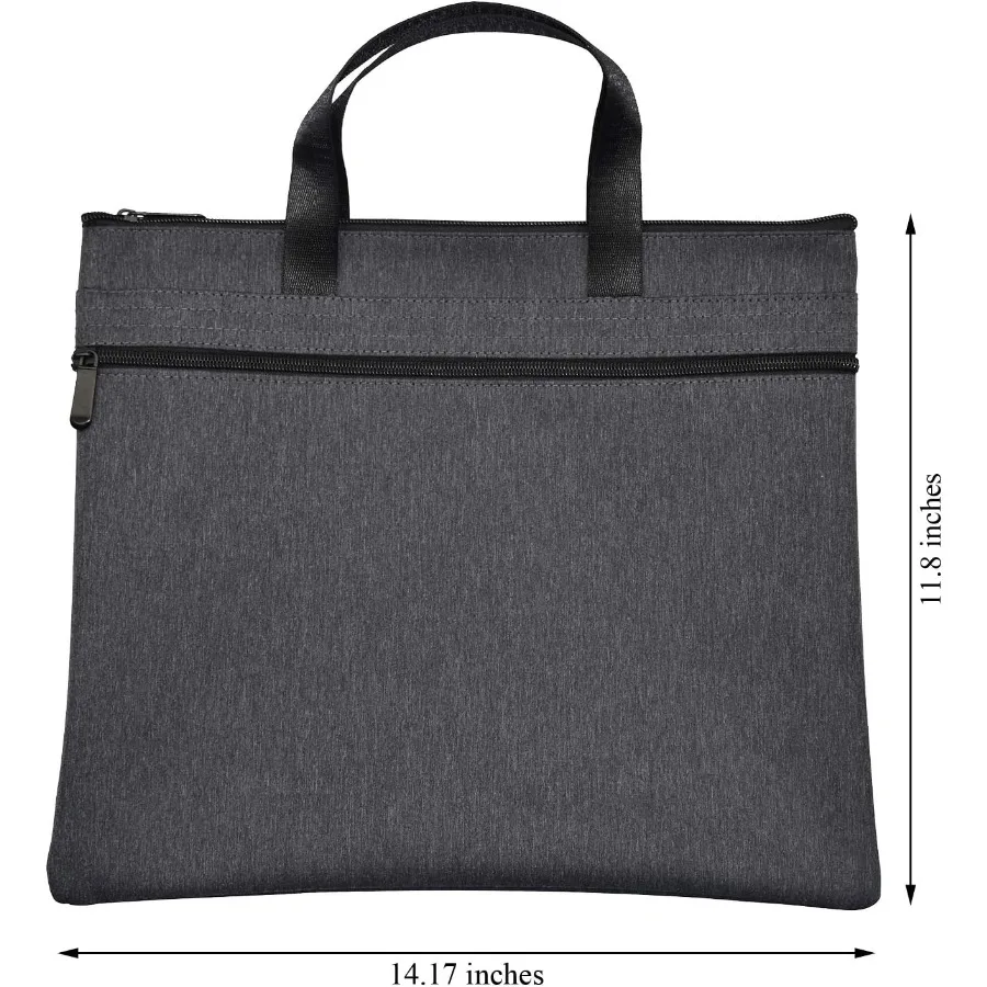 Waterproof Zipper Document Bag Handle ng Office Organizer Briefcase Black