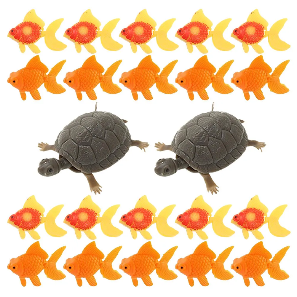 

22Pcs Floating Aquarium Decorations Artificial Moving Goldfish Turtle Plastic Fish for Fish Tank Decor Realistic Lifespan