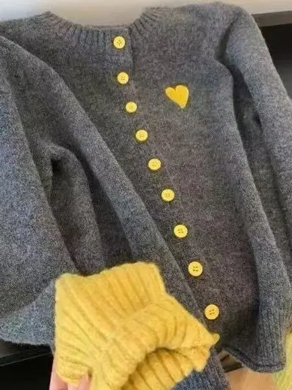 Cárdigan de punto coreano Sle Color Blo para mujer Otoño Invierno nuevo tamaño pequeño de lujo suave acogedor suéter Jaet Commute suelto...