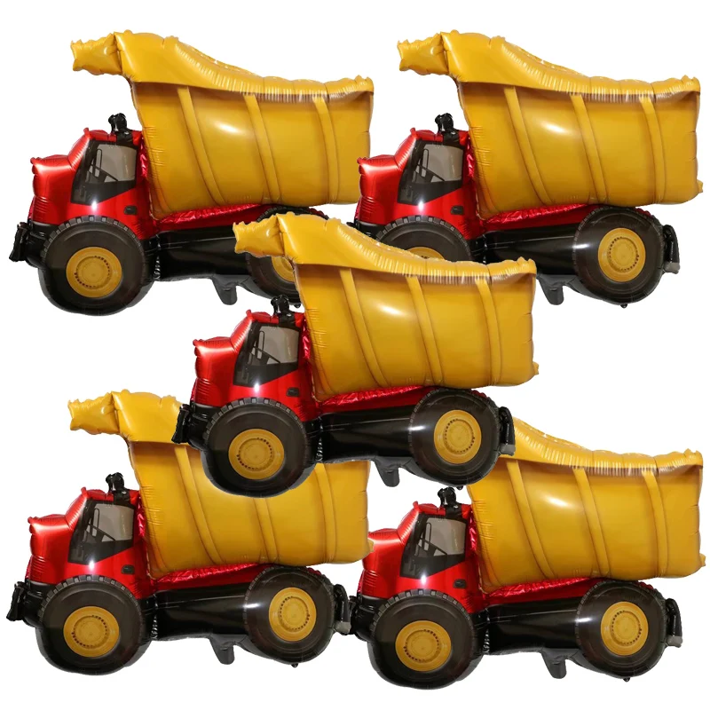 5pcs Engineering Vehicle Balloon Cartoon Tractor Balloon Excavator Forklift Crane Balloons for Birthday Party Decoration