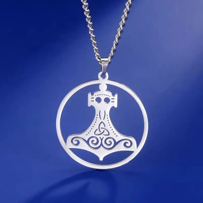 Dawapara Norse Vikings Thor Hammer Necklace for Men Mjolnir Pendant Protection Security Talisman Stainless Steel Pagan Jewelry