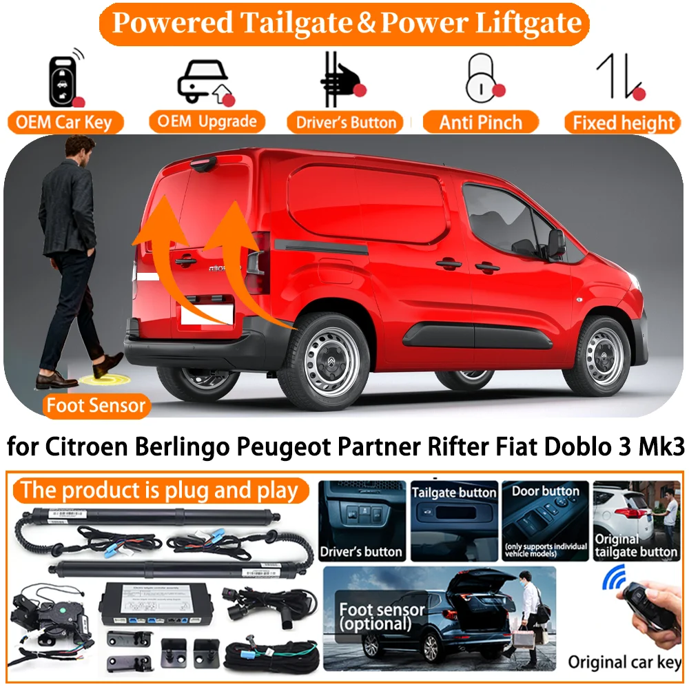 

Powered Tailgate for Citroen Berlingo Peugeot Partner Rifter Fiat Doblo 3 Mk3 Auto Electric Power Tailgate Tail Gate Lift kit