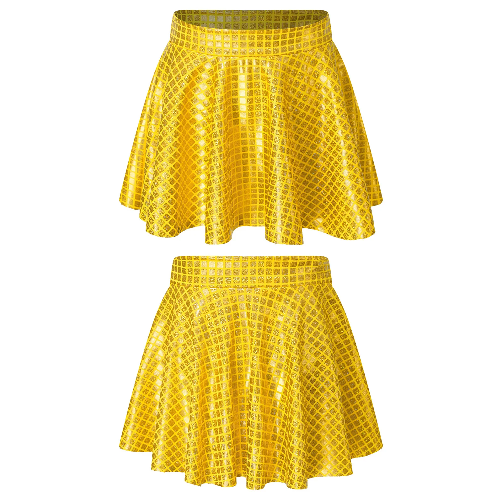 Falda de baile para mujer, ropa de baile de Jazz, Hip Hop, brillante, a cuadros, lentejuelas, faldas con volantes para animadoras, baile, actuación,