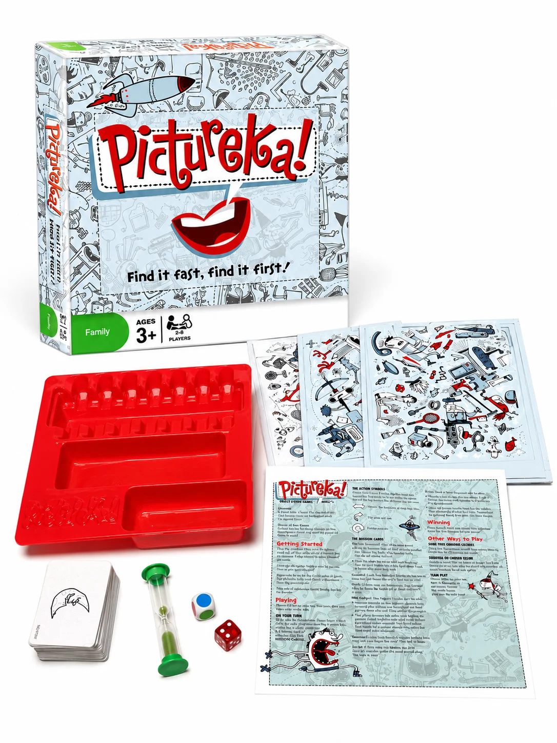 Pictureka Board Game Fast Finding Family Card Game Visual Search Party Game Educational Toy for Kids Ages 3+ English
