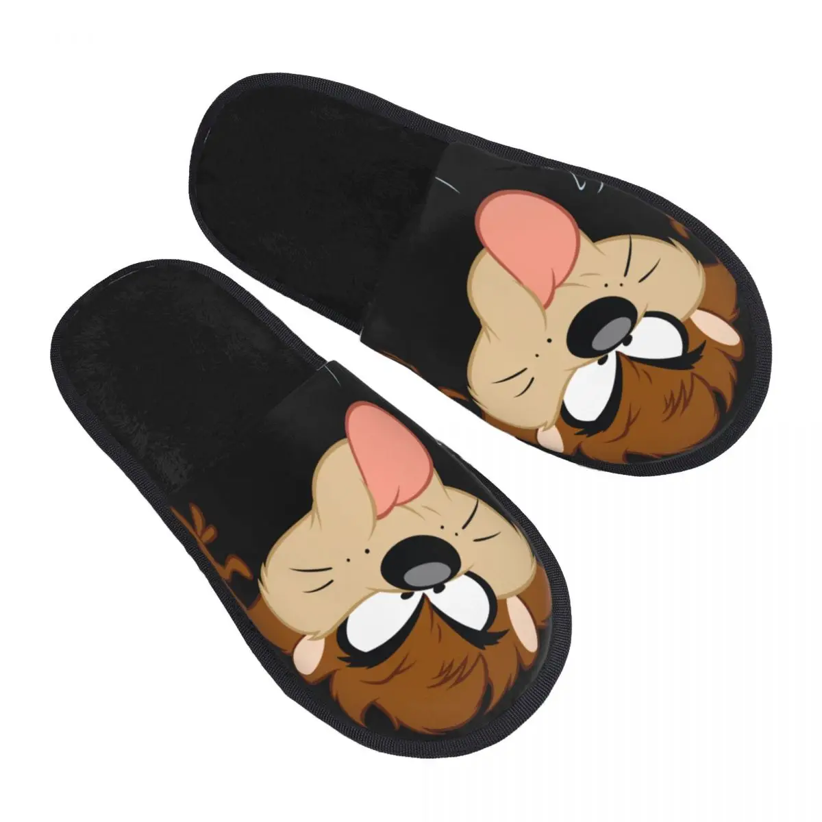 TAZ Cartoon TASMANIAN Tongue Out Furry Slippers Anti Slip Cozy Memory Foam Slippers Indoor