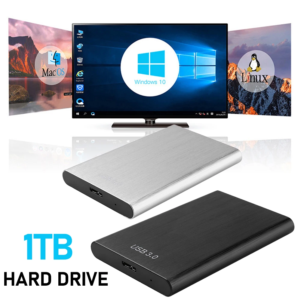 Metal External Hard Disk 2.5 Inch Portable Hard Drive 1TB External Hard Drive Plug and Play for Macbook Tablet Computer