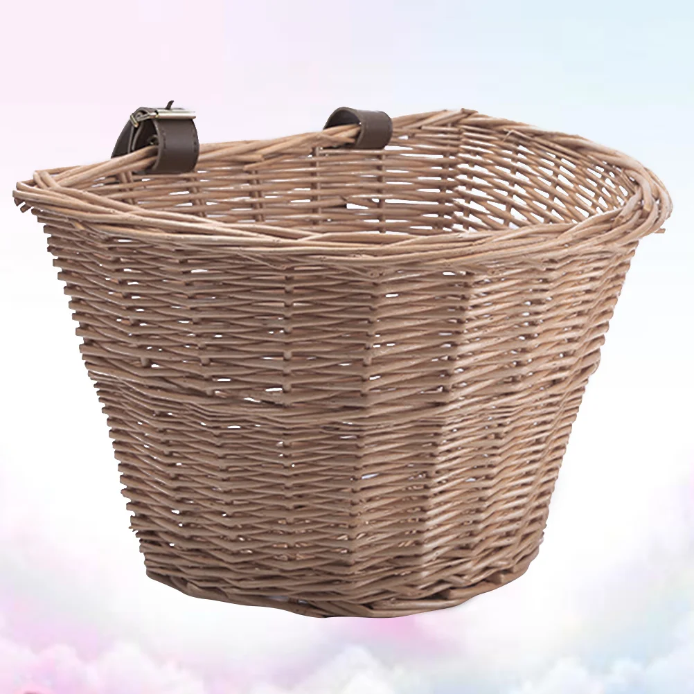 

Bicycle Basket D-Shaped Natural Willow Front Handlebar Storage For Bike Heavy Duty Tool-Free Installation Wicker