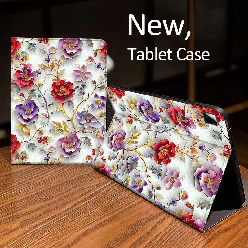 

Blue Floral Embroidery Pattern Case For Xiaomi Mi Redmi Pad 2 4 5 7S 6S 6 7 8 Plus SE Pro K 2025 inch 8.7 11 Tablet