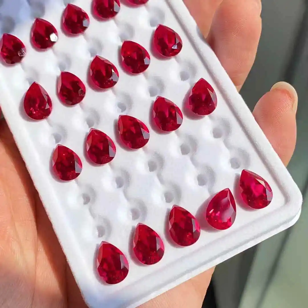 

Quality Blood-red Ruby Pear Faceted Gemstone Brilliant Cut Ruby Gem Mohs Hardness 9 for Jewelry Making and Collection