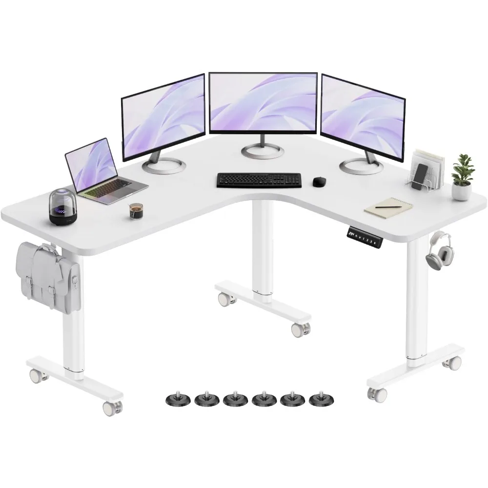 

Electric L Shaped Standing Desk Adjustable Height, 63" x 55" Corner Stand Up Desk, Home Office Desk, Dual Motor Sit Stand Desk,