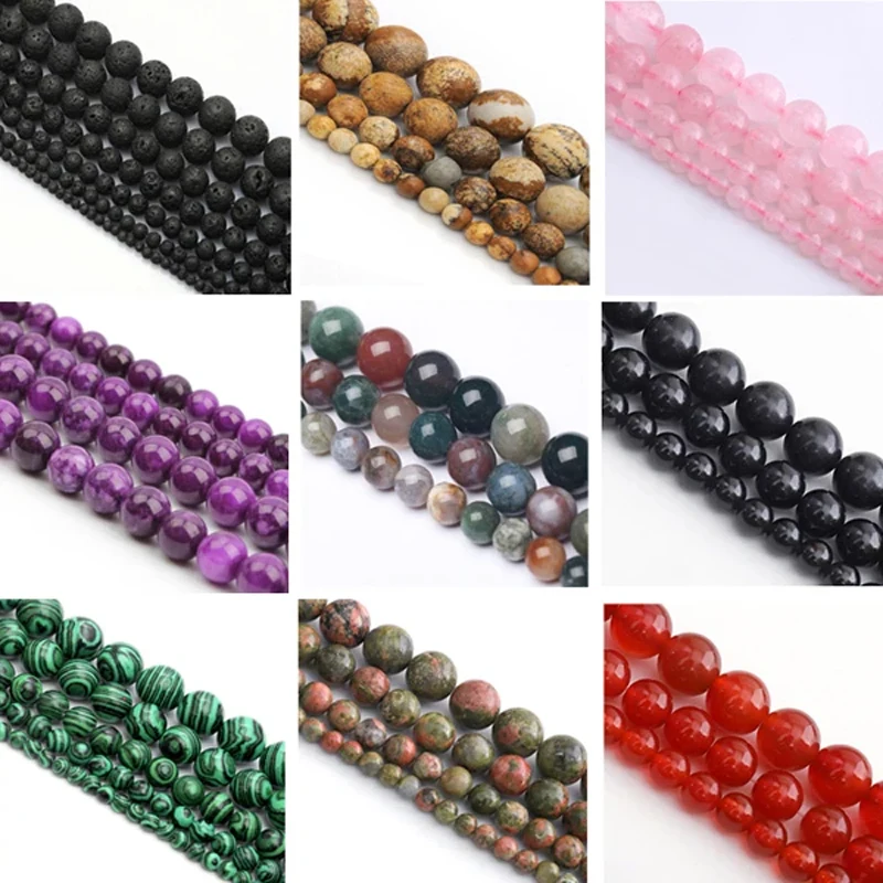 

Wholesale 4-12mm Natural Stone Beads Bulk Round Beads 15 Inch Choose Size Handmade For Jewelry Making DIY Bracelet Necklace