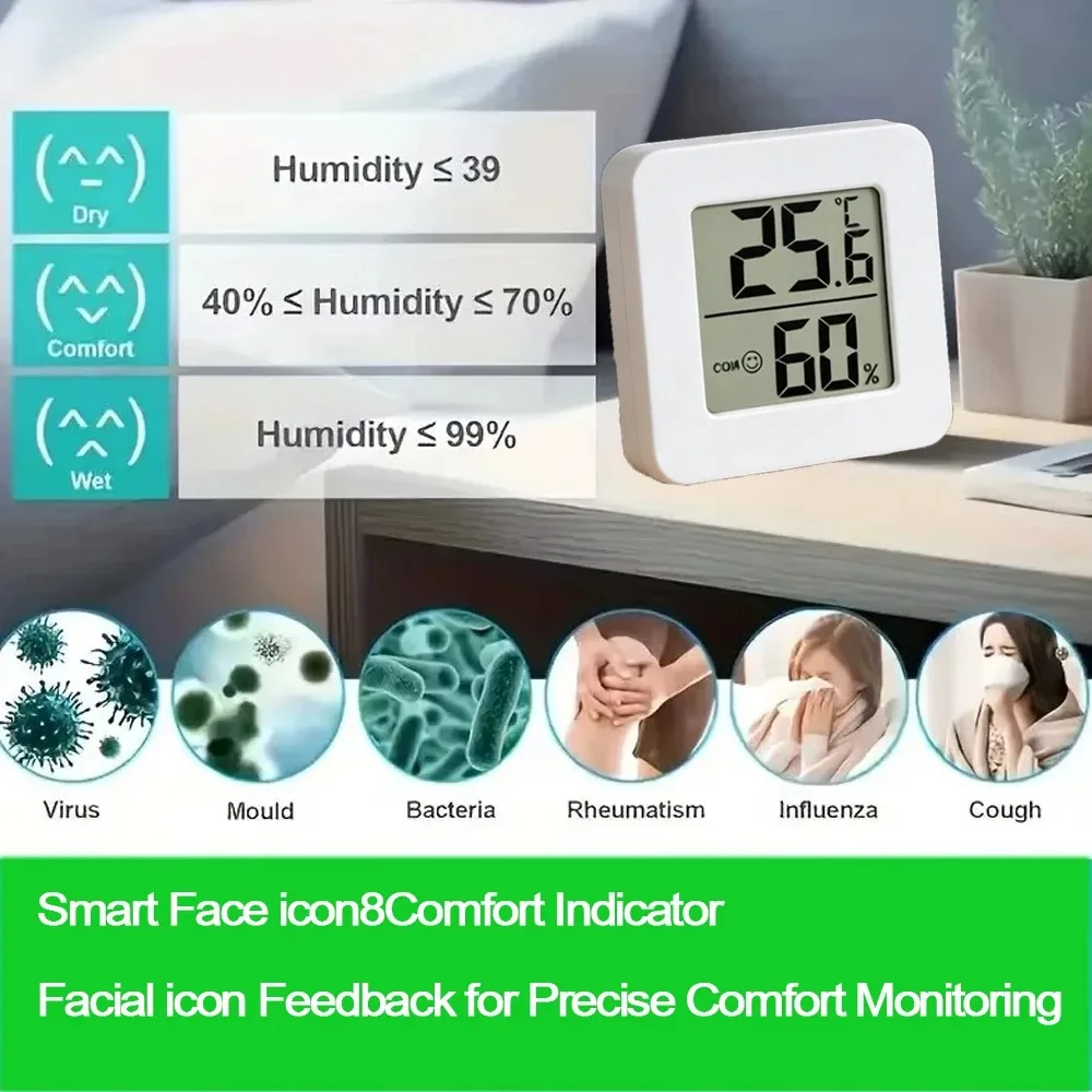 Weißes / Rundes Digitales LCD-Thermometer für Auto, Innenräume, Zigarren- und Weinschränke, Digitales Temperatur- und Feuchtigkeitsmessgerät, Haustier-Acrylbox – Detail 15