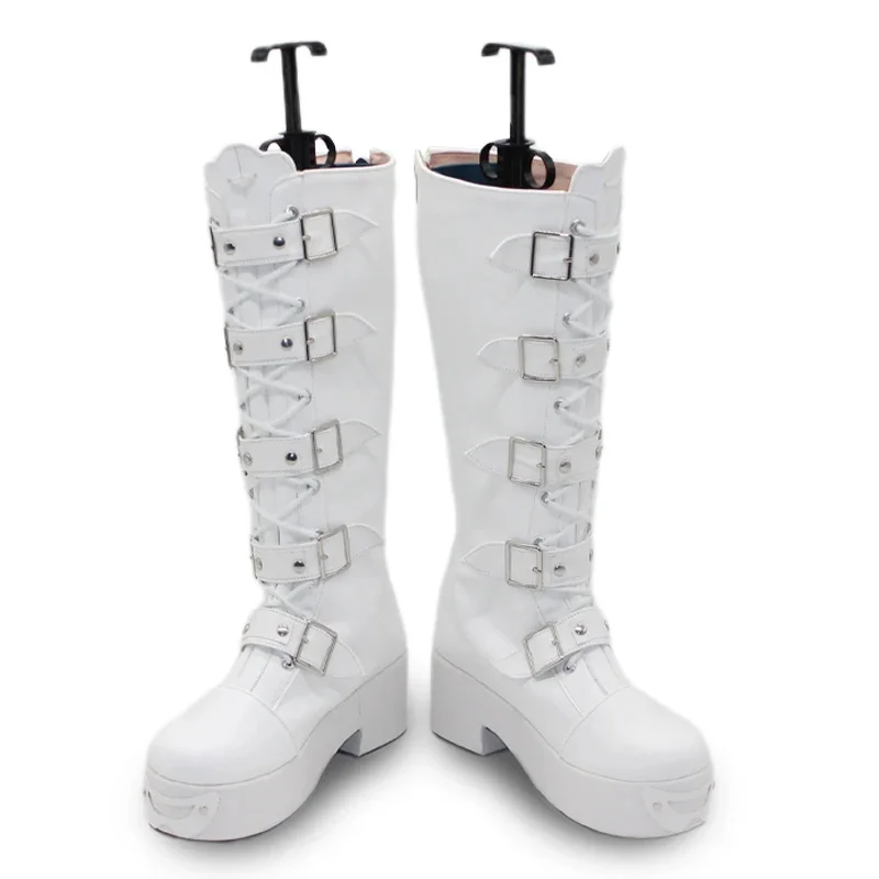 

IDS3Vtuber Yano Kuromu Cosplay White Boots Halloween Carnival PU Leather Material Custom Made Woman Shoes TT'1