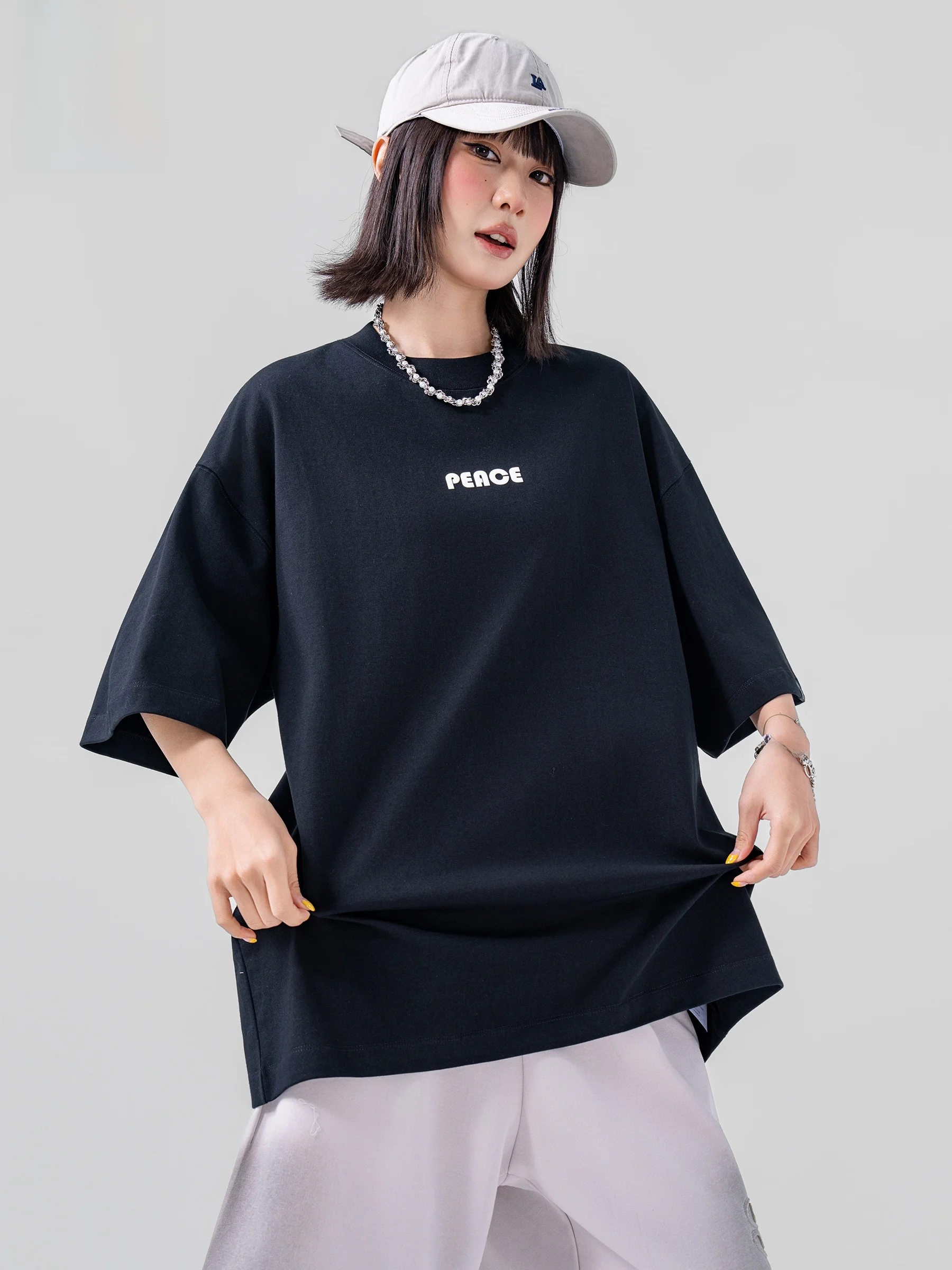 American Style Heavyweight Pure Cotton Letter Print Short Sleeve T-Shirt Unisex Summer New Loose High-End Feeling Body Shirt