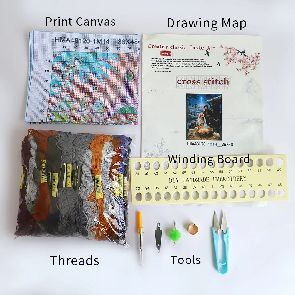 Abstract Painting Girl Printed 11CT Cross-Stitch Embroidery Kit Handiwork Handmade Knitting Painting Home Decor Floss Package