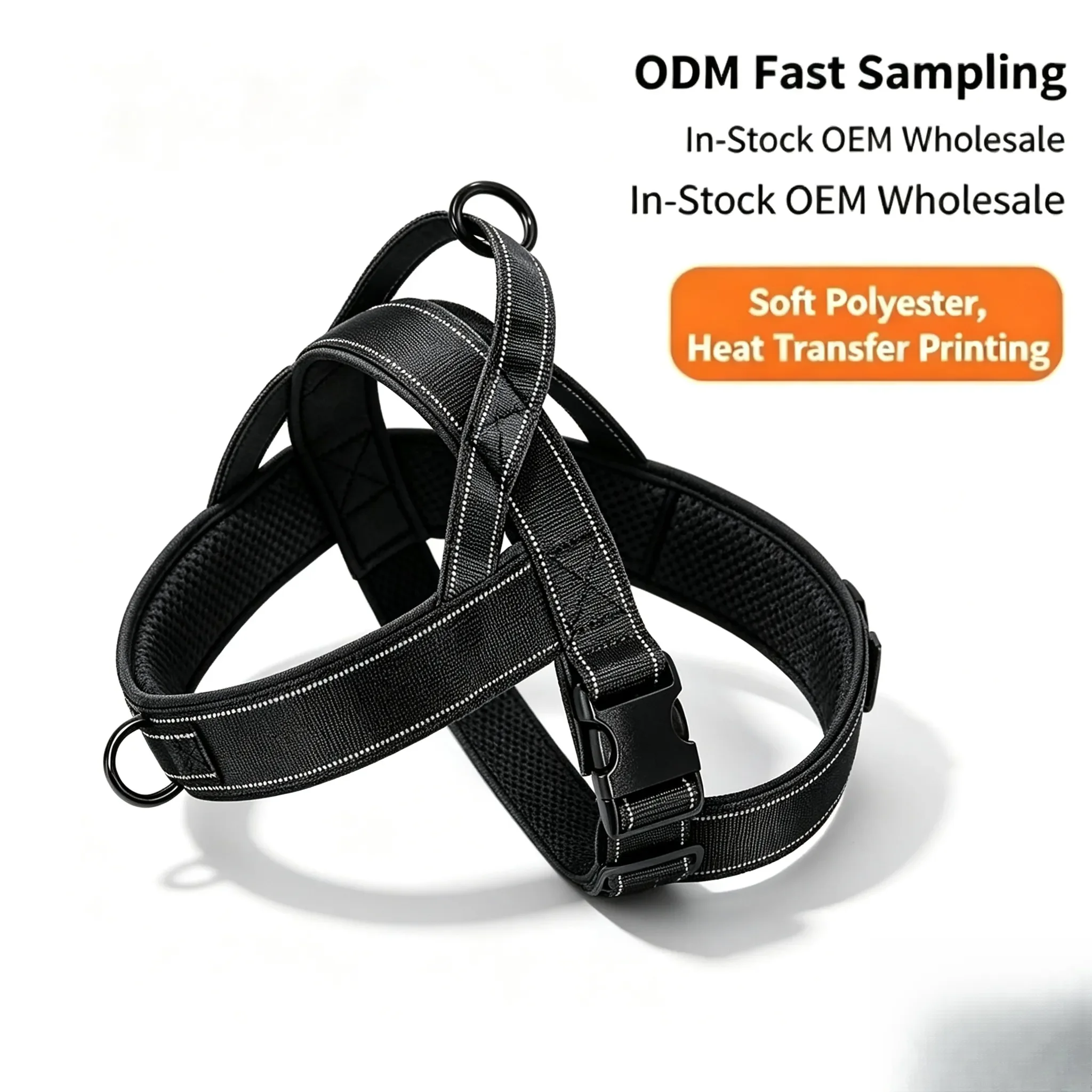 MOQ 50pcs, ODM Custom Pet Leash, Custom Logo Tactical Nylon Dog Harness, Lightweight Leash for Medium Large Dogs