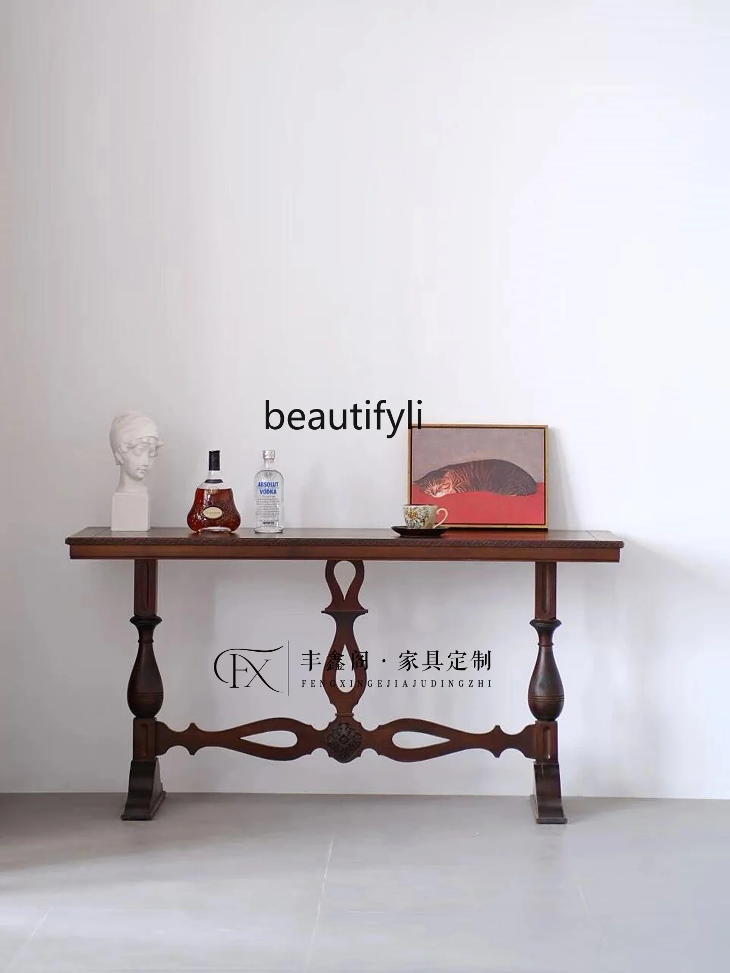 

European classical Republic of China foyer entrance table retro solid wood long case