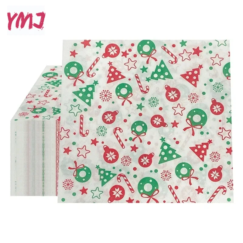 Christmas candy gift printed napkin disposable hotel party decoration wood pulp dinner placemat napkin 2-Ply 10/20pcs 33*33cm