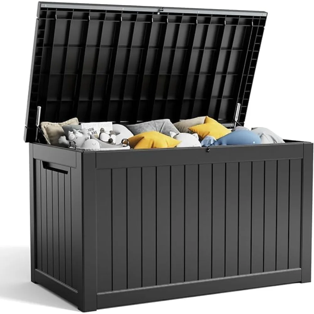 

230 Gallon Resin Deck Box, Lockable Patio Outdoor Storage Box for Furniture, Garden Tools and Tools Storage, Waterproof Outside