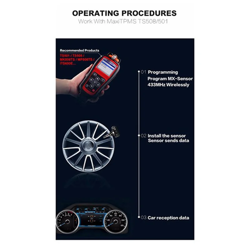 

Программируемый датчик TPMS, 4 шт., 433 МГц, 315 МГц, универсальный датчик 2 в 1 для системы контроля давления в шинах AUTEL