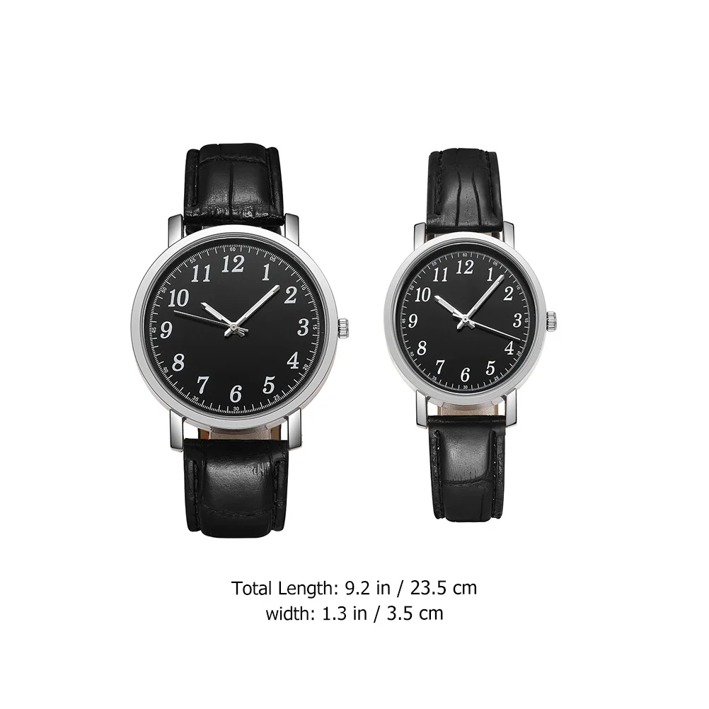 2 قطعة ساعات الزوجين سبائك سوداء الزجاج كوارتز ساعات المعصم للرجال النساء دائم قابل للتعديل الأعمال الترفيه عاشق ووتش #5