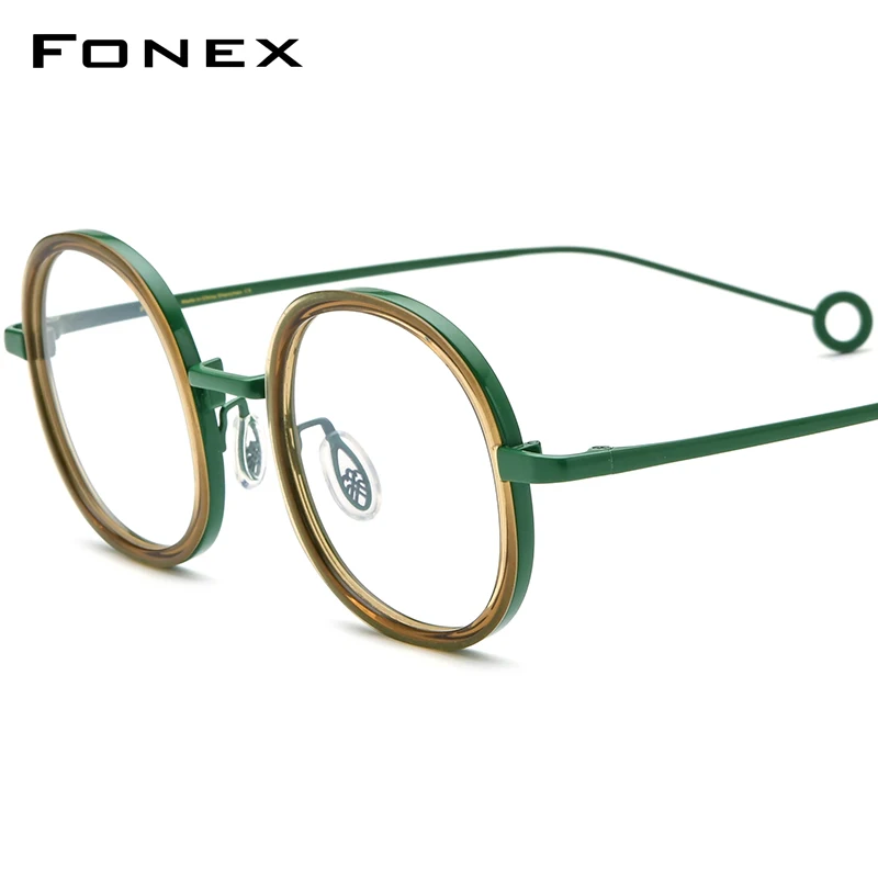 

FONEX Acetate Titanium Eyeglasses Frame Men 2023 New Grace Retro Square Glasses Women Eyewear B-08P