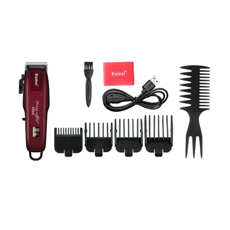 Kemei KM-2600PG Magic Hair Clipper Cordless Powerful Haircut Top Quality Barber Hair Cutting Machine Hair Trimmer LCD Display