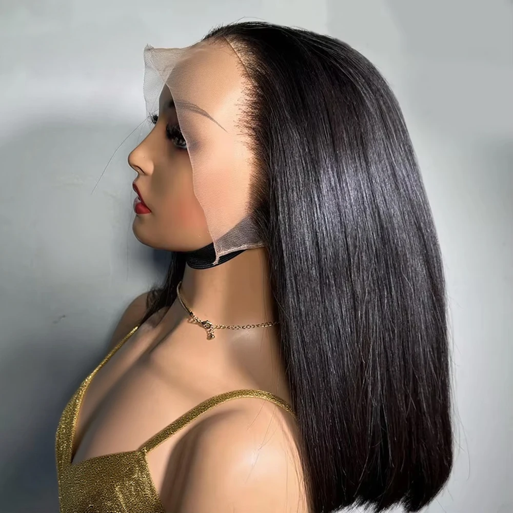 باروكة بوب قصيرة 13x6 HD باروكات أمامية من الدانتيل شعر طبيعي مفرود جاهزة للارتداء 13x4 7x5 شعر مستعار بدون صمغ شعر بشري للنساء قبل القطع #1