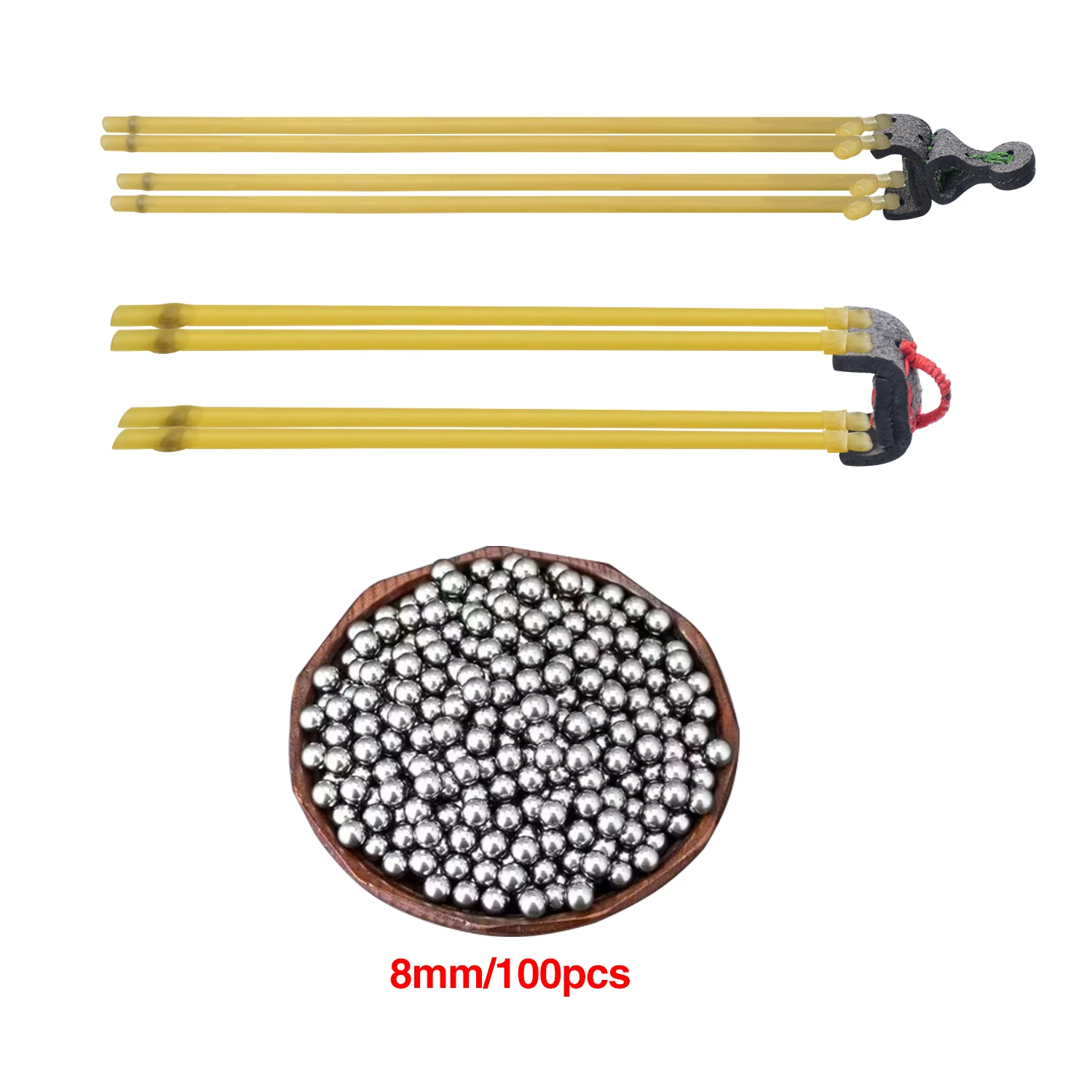 G5 Slingshot Accessories, Standard 8mm Steel Balls, Outdoor Shooting T-Shaped + Ring Rubber Bands + Steel Balls Combo.