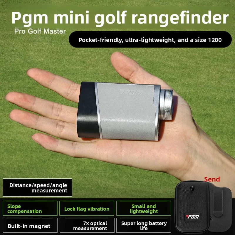 PGM Golf Rangefinder Mini Pocket Version Slope Compensation Flag Lock Vibration Magnetic Attachment Waist Clip 1200 Yards JQ018